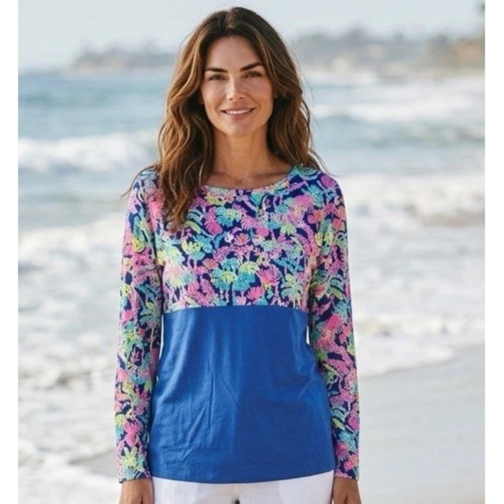 New Lilly Pulitzer Finn Top Size Small Oyster Bay Navy Seen and Herd S Shirt HTF